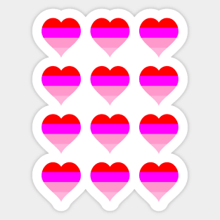 Red Pink Heart Shapes Sticker